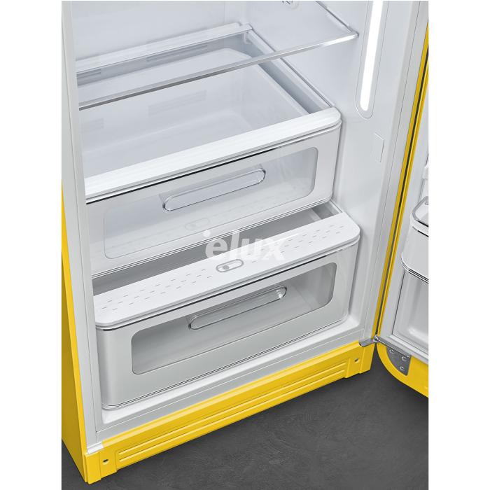 Külmik Smeg, 50-ndate stiil, 153 cm, 244/26 l, 35 dB, mehaaniline juhtimine, kollane