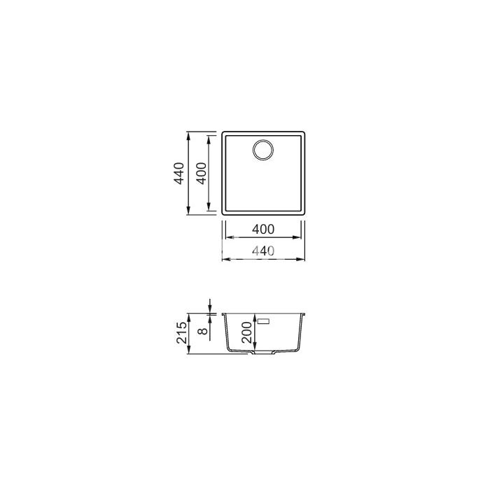 Valamu Elleci Integra 102 kuldne sõel, alt monteeritav, käsitsi, Keratek, K86 must