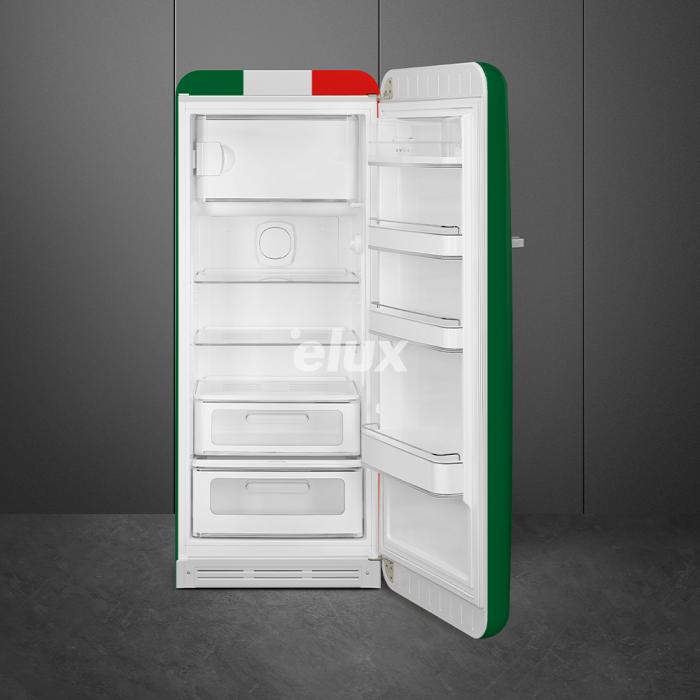 Külmik Smeg, 50-ndate stiil, 153 cm, 244/26 l, 35 dB, mehaaniline juhtimine, Itaalia trikoloor
