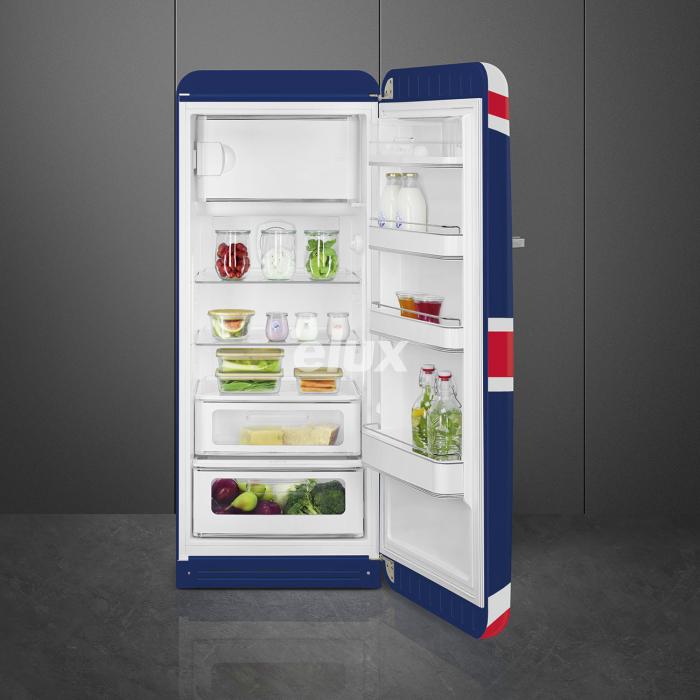 Külmik Smeg, 50-ndate stiil, 153 cm, 244/26 l, 35 dB, mehaaniline juhtimine, Union Jack