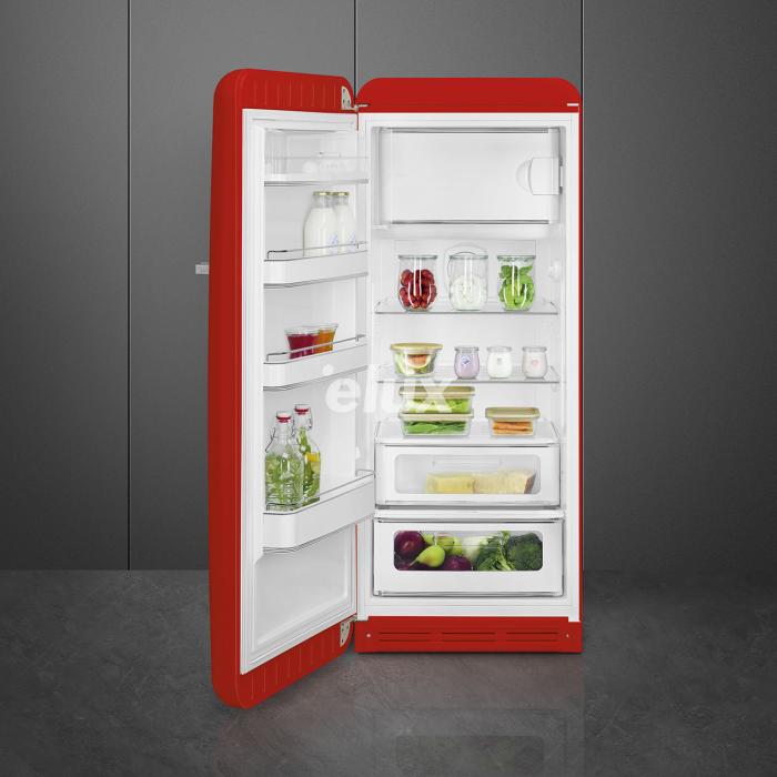 Külmik Smeg, 50-ndate stiil, 153 cm, 244/26 l, 35 dB, mehaaniline juhtimine, punane