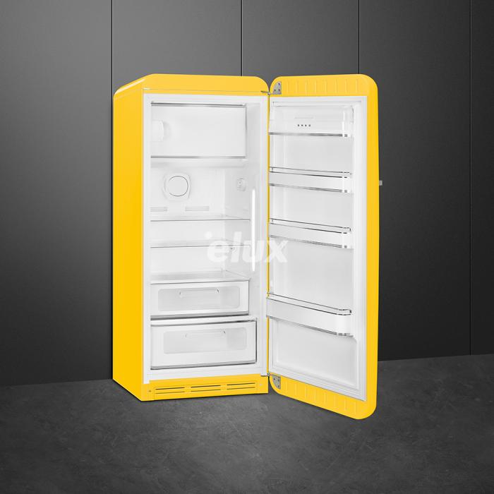 Külmik Smeg, 50-ndate stiil, 153 cm, 244/26 l, 35 dB, mehaaniline juhtimine, kollane