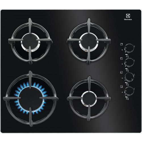 Pliidiiplaat Electrolux, 4 x gaas, 58 cm, malmrestid, klaas, must