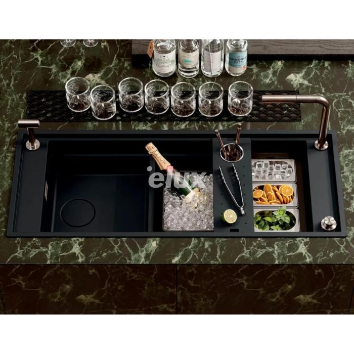 Valamu Elleci Mixology 590 must äravoolukate, pealt/tasa paigaldatav, käsitsi, Keratek, K86 must