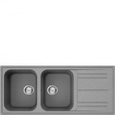 Valamu Smeg, 116 cm, RIGAE®, pealt paigaldatav, käsitsi, graniit, titaan