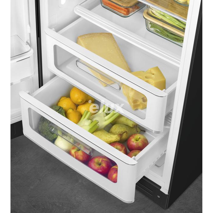 Külmik Smeg, 50-ndate stiil, 153 cm, 244/26 l, 35 dB, mehaaniline juhtimine, must