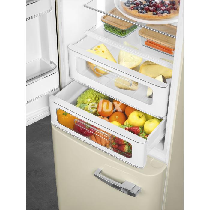 Külmik Smeg, 50-ndate stiil, NoFrost, 196 cm,  234/97 l, 35 dB, elektrooniline juhtimine, kreem