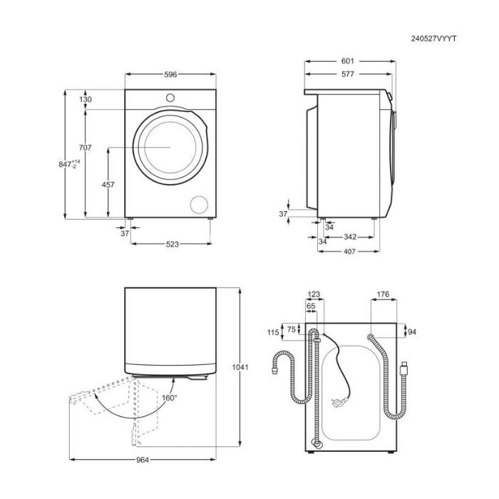 Pesumasin Electrolux, eestlaetav, 9 kg, 1400 p/min, inverter, valge