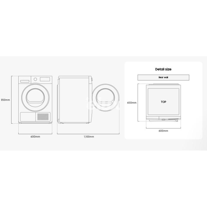 Kuivati Samsung, soojuspumbaga, 8 kg, LED ekraan, valge