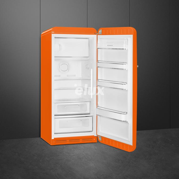 Külmik Smeg, 50-ndate stiil, 153 cm, 244/26 l, 35 dB, mehaaniline juhtimine, oranž