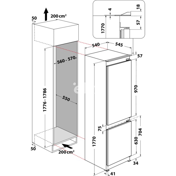 Külmik Whirlpool, integreeritav, 177 cm, 182/68 l, 32 dB, elektrooniline juhtimine, NoFrost, valge