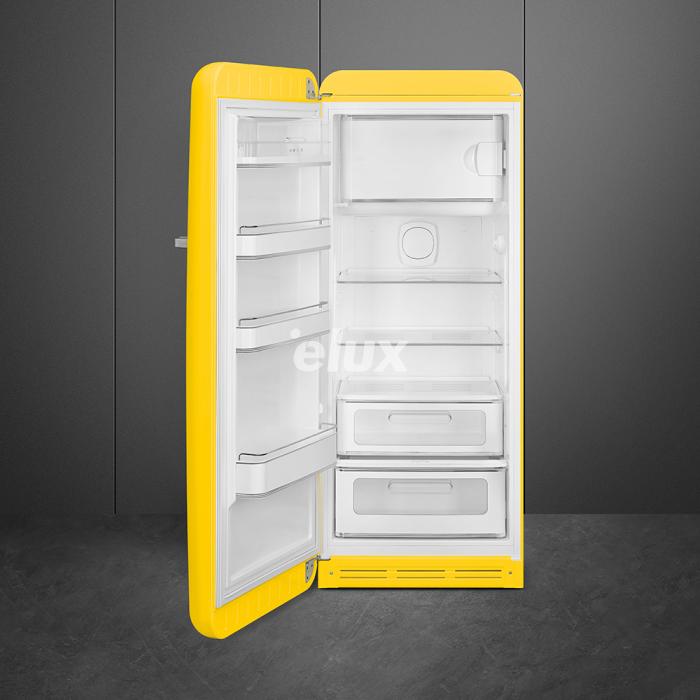 Külmik Smeg, 50-ndate stiil, 153 cm, 244/26 l, 35 dB, mehaaniline juhtimine, kollane
